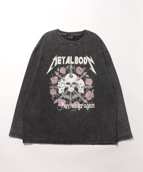 ＪＵＧＬＡＮＳ（ユグランス）の「【RINGS】スカルローズピグメントTEE/ロングスリーブTシャツ（Tシャツ/カットソー・メンズ・ブラック/グレー/ホワイト・M/L）」の2枚目の写真