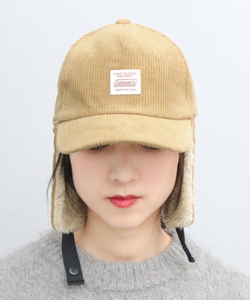 COLEMAN（コールマン）の「イヤーフラップ付き コーデュロイ フライトキャップ（キャップ・メンズ・ベージュ/ブラック/ブラウン/アイボリー・FREE）」の5枚目の写真