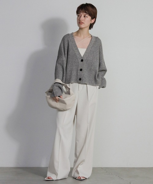 select MOCA(セレクトモカ)の「メランジリブニットショートカーディガン(カーディガン/ボレロ・レディース・カーキオリーブ/アイボリー/グレー・FREE)」の8枚目の写真