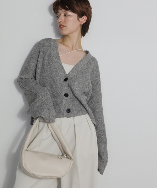 select MOCA(セレクトモカ)の「メランジリブニットショートカーディガン(カーディガン/ボレロ・レディース・カーキオリーブ/アイボリー/グレー・FREE)」の13枚目の写真