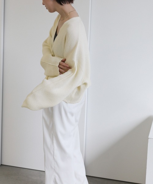 メランジリブニットショートカーディガン（カーディガン/ボレロ