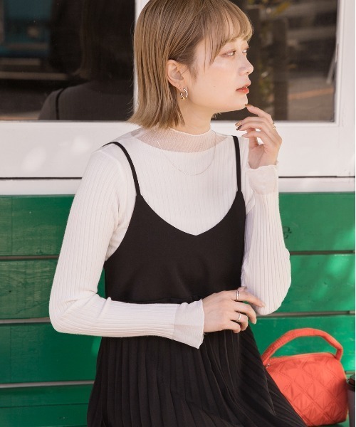 ad thie（アドティエ）の「フレアスリーブ リブニットトップス（ニット/セーター・レディース・オレンジ/アイボリー/ブラック/パープル/オフホワイト/ブルー・FREE）」の8枚目の写真