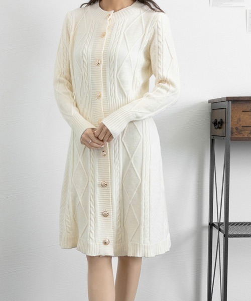 Miniministore（ミニミニストア）の「ケーブルニットワンピース ミニ きれいめ（ワンピース・レディース・ピンク/アイボリー/ブラック/ブラック系1/アイボリー系1・S/L）」の5枚目の写真