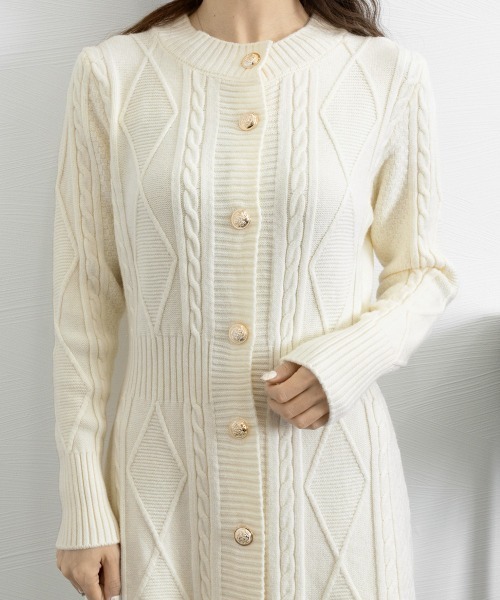 Miniministore（ミニミニストア）の「ケーブルニットワンピース ミニ きれいめ（ワンピース・レディース・ピンク/アイボリー/ブラック/ブラック系1/アイボリー系1・S/L）」の12枚目の写真