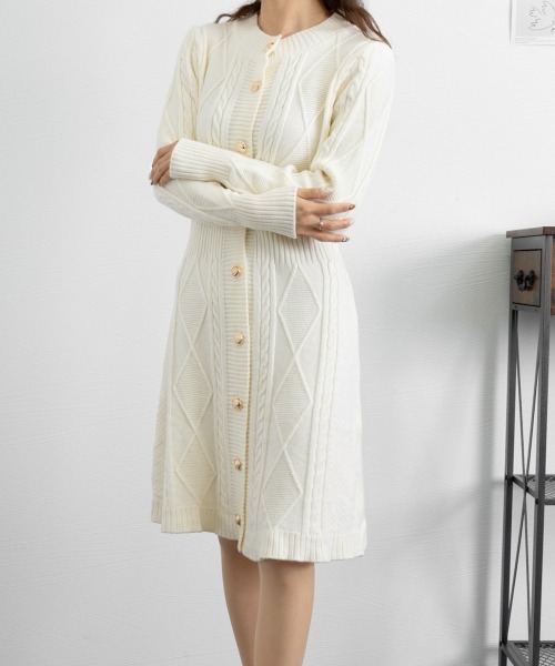 Miniministore（ミニミニストア）の「ケーブルニットワンピース ミニ きれいめ（ワンピース・レディース・ピンク/アイボリー/ブラック/ブラック系1/アイボリー系1・S/L）」の13枚目の写真
