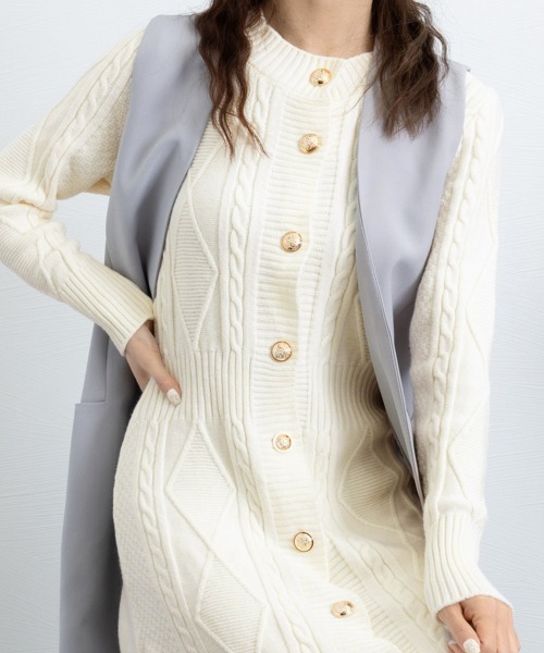 Miniministore（ミニミニストア）の「ケーブルニットワンピース ミニ きれいめ（ワンピース・レディース・ピンク/アイボリー/ブラック/ブラック系1/アイボリー系1・S/L）」の15枚目の写真