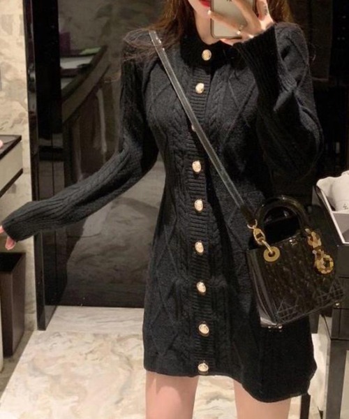 Miniministore（ミニミニストア）の「ケーブルニットワンピース ミニ きれいめ（ワンピース・レディース・ピンク/アイボリー/ブラック/ブラック系1/アイボリー系1・S/L）」の17枚目の写真