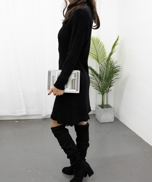 Miniministore（ミニミニストア）の「ケーブルニットワンピース ミニ きれいめ（ワンピース・レディース・ピンク/アイボリー/ブラック/ブラック系1/アイボリー系1・S/L）」の21枚目の写真