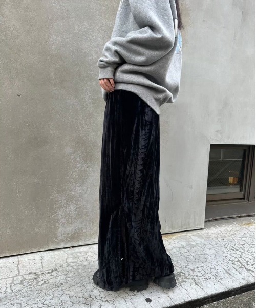 LIENCOEUR（リアンクール）の「ベロアストライプロングスカート