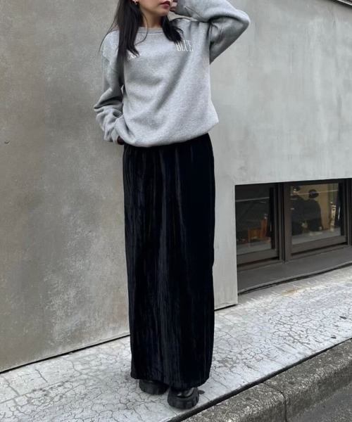 LIENCOEUR（リアンクール）の「ベロアストライプロングスカート