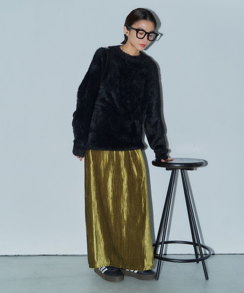 LIENCOEUR（リアンクール）の「ベロアストライプロングスカート