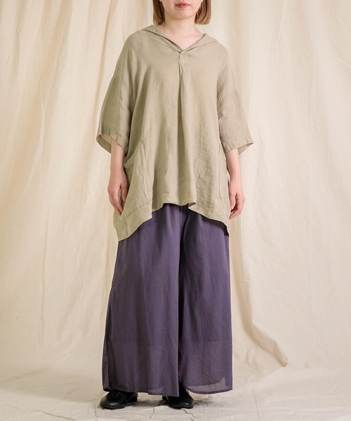 Brocante（ブロカント）の「[Brocante / ブロカント]  リネンキャンバス マランプルオーバー（シャツ/ブラウス・レディース・ロイヤルブルー/ブラック/ホワイト/ベージュ・2）」の19枚目の写真