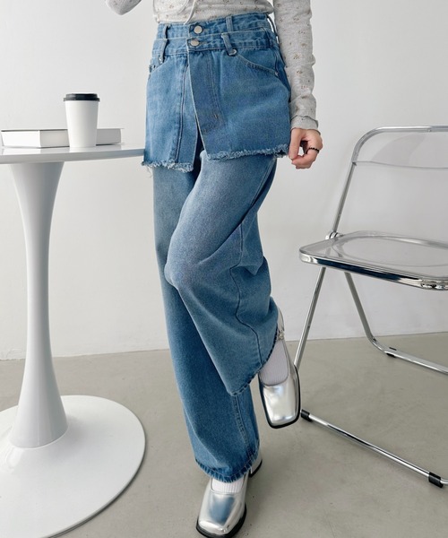 CLEA（クレア）の「フェイクスカートデニムパンツ（デニムパンツ・レディース・ブルー・M/S）」の6枚目の写真