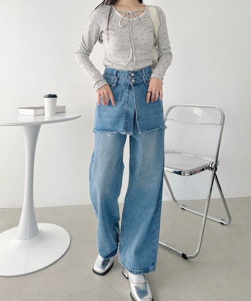 CLEA（クレア）の「フェイクスカートデニムパンツ（デニムパンツ・レディース・ブルー・M/S）」の13枚目の写真