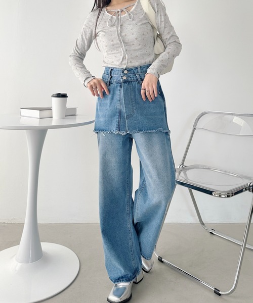 CLEA（クレア）の「フェイクスカートデニムパンツ（デニムパンツ・レディース・ブルー・M/S）」の14枚目の写真