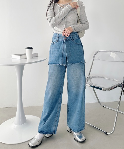 CLEA（クレア）の「フェイクスカートデニムパンツ（デニムパンツ・レディース・ブルー・M/S）」の12枚目の写真