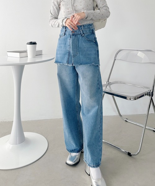 CLEA（クレア）の「フェイクスカートデニムパンツ（デニムパンツ・レディース・ブルー・M/S）」の11枚目の写真