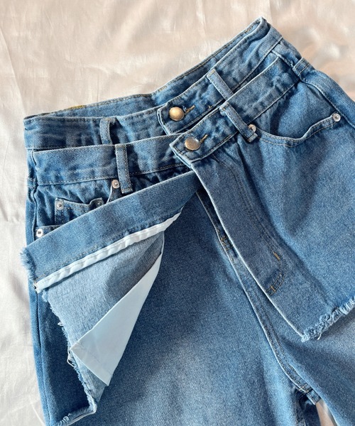 CLEA（クレア）の「フェイクスカートデニムパンツ（デニムパンツ・レディース・ブルー・M/S）」の15枚目の写真