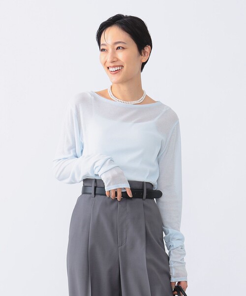 【美品】Demi-Luxe BEAMS シアーコットン ロングスリーブ Tシャツ Demi-Luxe BEAMS（デミルクス ビームス）シアーコットン ロング