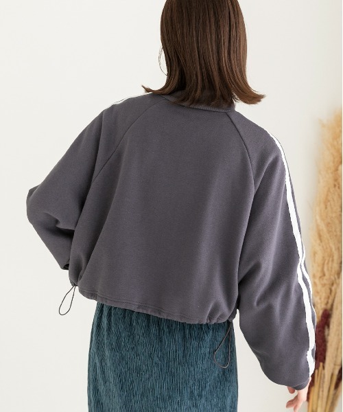 ad thie(アドティエ)の「裏起毛・刺繍入り サイドラインハーフジッププルオーバー(Tシャツ/カットソー・レディース・チャコール/オートミール/ネイビー・FREE)」の7枚目の写真