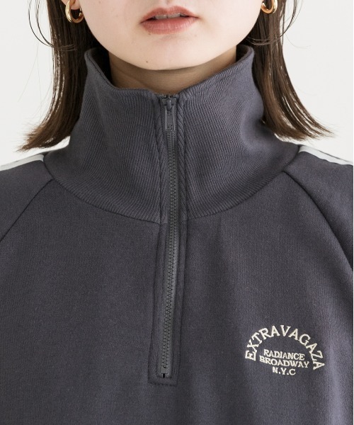ad thie(アドティエ)の「裏起毛・刺繍入り サイドラインハーフジッププルオーバー(Tシャツ/カットソー・レディース・チャコール/オートミール/ネイビー・FREE)」の14枚目の写真