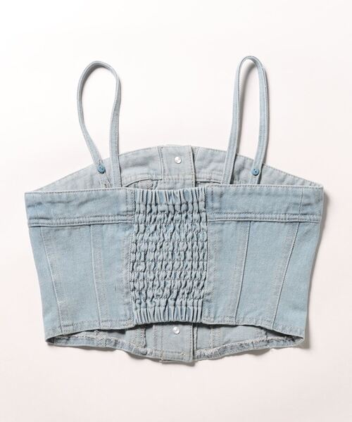 FREE'S MART(フリーズマート)の「フロントボタンデニムビスチェ(ベスト・レディース・ケミカルウォッシュ/ワンウォッシュ・FREE)」の3枚目の写真