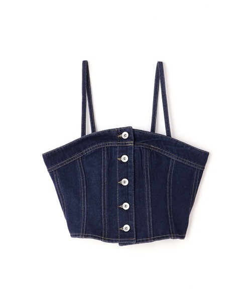 FREE'S MART(フリーズマート)の「フロントボタンデニムビスチェ(ベスト・レディース・ケミカルウォッシュ/ワンウォッシュ・FREE)」の8枚目の写真