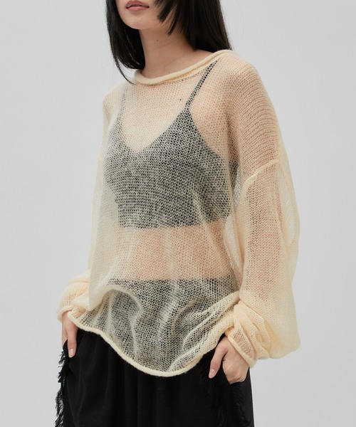 Lui's(ルイス)の「【cierio/シエリオ】 モヘアライクシアーニット(ニット/セーター・レディース・ネイビー/オフホワイト/ピンク・FREE)」の2枚目の写真