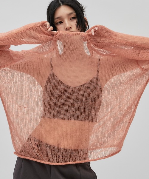 Lui's(ルイス)の「【cierio/シエリオ】 モヘアライクシアーニット(ニット/セーター・レディース・ネイビー/オフホワイト/ピンク・FREE)」の1枚目の写真