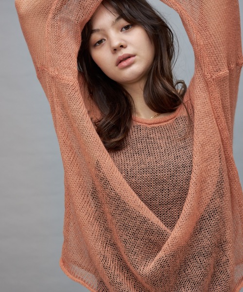 Lui's(ルイス)の「【cierio/シエリオ】 モヘアライクシアーニット(ニット/セーター・レディース・ネイビー/オフホワイト/ピンク・FREE)」の4枚目の写真