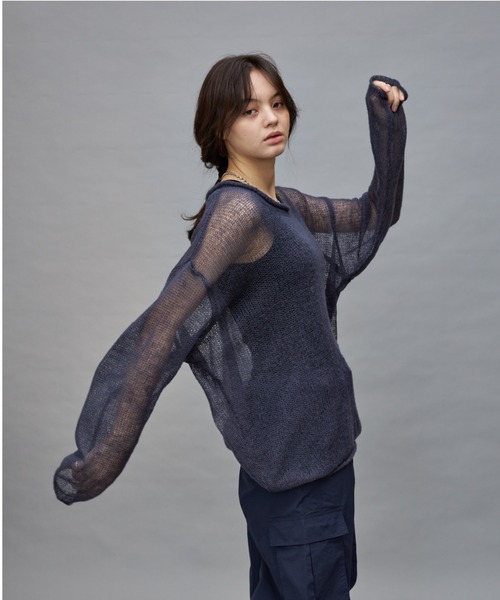 Lui's(ルイス)の「【cierio/シエリオ】 モヘアライクシアーニット(ニット/セーター・レディース・ネイビー/オフホワイト/ピンク・FREE)」の19枚目の写真