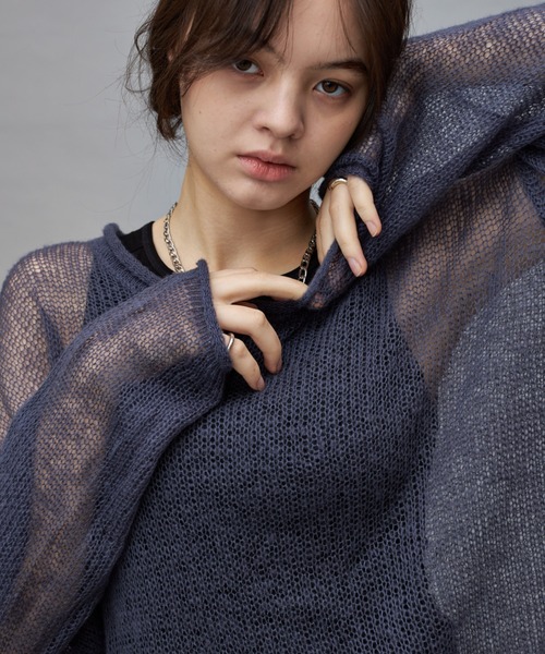 Lui's(ルイス)の「【cierio/シエリオ】 モヘアライクシアーニット(ニット/セーター・レディース・ネイビー/オフホワイト/ピンク・FREE)」の18枚目の写真
