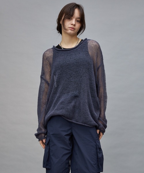 Lui's(ルイス)の「【cierio/シエリオ】 モヘアライクシアーニット(ニット/セーター・レディース・ネイビー/オフホワイト/ピンク・FREE)」の17枚目の写真