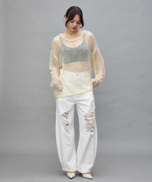 Lui's(ルイス)の「【cierio/シエリオ】 モヘアライクシアーニット(ニット/セーター・レディース・ネイビー/オフホワイト/ピンク・FREE)」の16枚目の写真