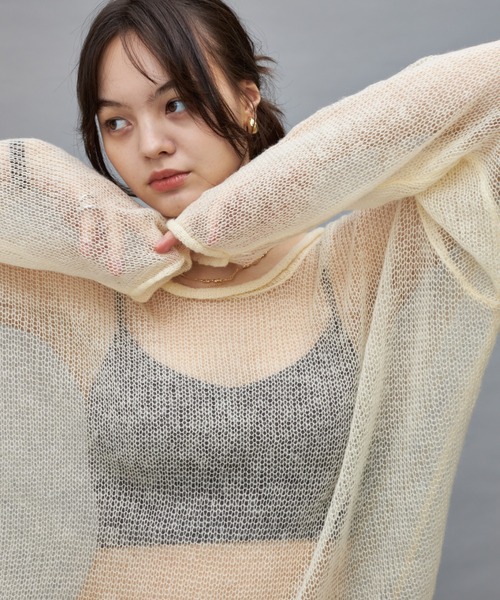 Lui's(ルイス)の「【cierio/シエリオ】 モヘアライクシアーニット(ニット/セーター・レディース・ネイビー/オフホワイト/ピンク・FREE)」の13枚目の写真