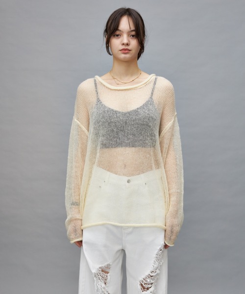 Lui's(ルイス)の「【cierio/シエリオ】 モヘアライクシアーニット(ニット/セーター・レディース・ネイビー/オフホワイト/ピンク・FREE)」の10枚目の写真