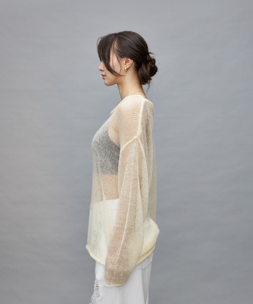 Lui's(ルイス)の「【cierio/シエリオ】 モヘアライクシアーニット(ニット/セーター・レディース・ネイビー/オフホワイト/ピンク・FREE)」の9枚目の写真