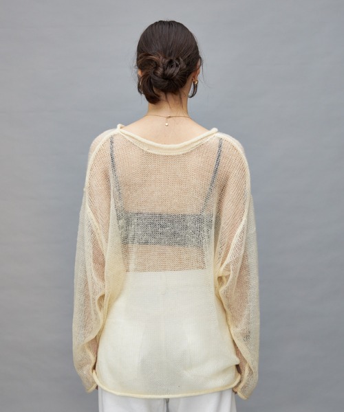 Lui's(ルイス)の「【cierio/シエリオ】 モヘアライクシアーニット(ニット/セーター・レディース・ネイビー/オフホワイト/ピンク・FREE)」の8枚目の写真