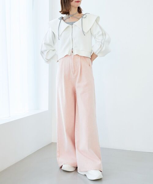 MAJESTIC LEGON(マジェスティックレゴン)の「レディラインZIPトップス(パーカー・レディース・チャコールグレー/グレー/オフホワイト・MEDIUM)」の11枚目の写真