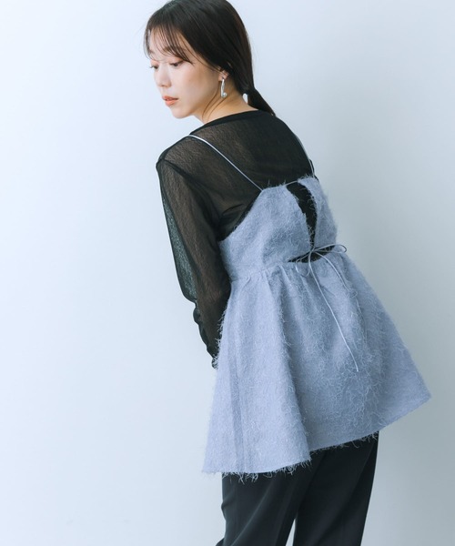 HEYUMM（ヘユム）の「ジャガードフリンジキャミソールトップ（キャミソール・レディース・アイボリー/ラベンダー/ブラック・ONE）」の12枚目の写真