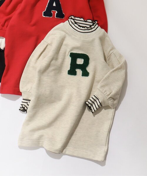 apres les cours（アプレレクール）の「レイヤード風アルファベットロゴワンピース（ワンピース・キッズ・ブラック/アイボリー/レッド・90/100/110/120/80/130/140）」の3枚目の写真