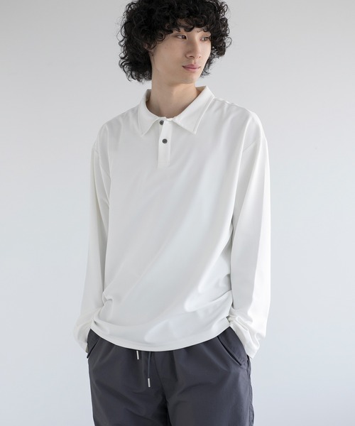 aimoha(アイモハ)の「aimoha men SIMPLE POLO SHIRT ハーフボタン 長袖 ポロシャツ(ポロシャツ・メンズ・ダークグレー/ホワイト/ブラック/カーキ・LARGE/X-LARGE/XX-LARGE/XXX-LARGE)」の2枚目の写真