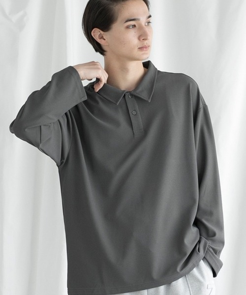 aimoha(アイモハ)の「aimoha men SIMPLE POLO SHIRT ハーフボタン 長袖 ポロシャツ(ポロシャツ・メンズ・ダークグレー/ホワイト/ブラック/カーキ・LARGE/X-LARGE/XX-LARGE/XXX-LARGE)」の4枚目の写真