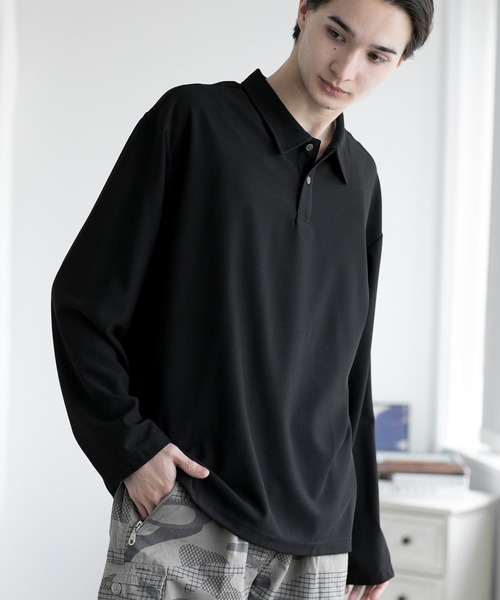 aimoha(アイモハ)の「aimoha men SIMPLE POLO SHIRT ハーフボタン 長袖 ポロシャツ(ポロシャツ・メンズ・ダークグレー/ホワイト/ブラック/カーキ・LARGE/X-LARGE/XX-LARGE/XXX-LARGE)」の3枚目の写真