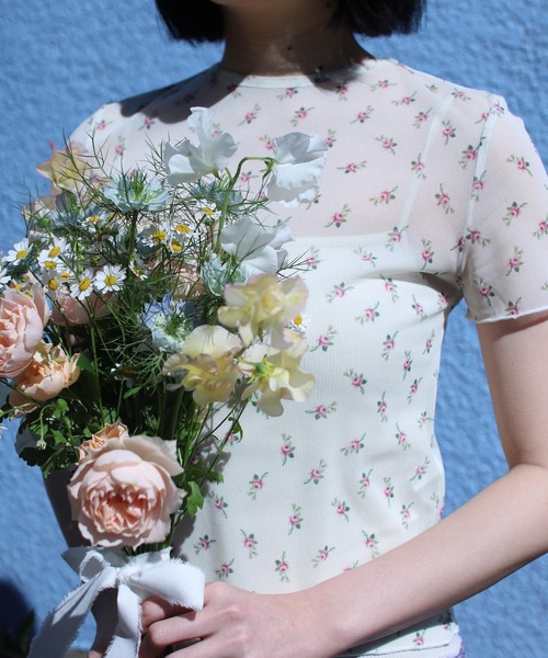 G.V.G.V.(ジーヴィージーヴィー)の「FLORAL STRECH TULLE H/S TOP(Tシャツ/カットソー・レディース・ホワイト/ベージュ・ONE SIZE)」の21枚目の写真
