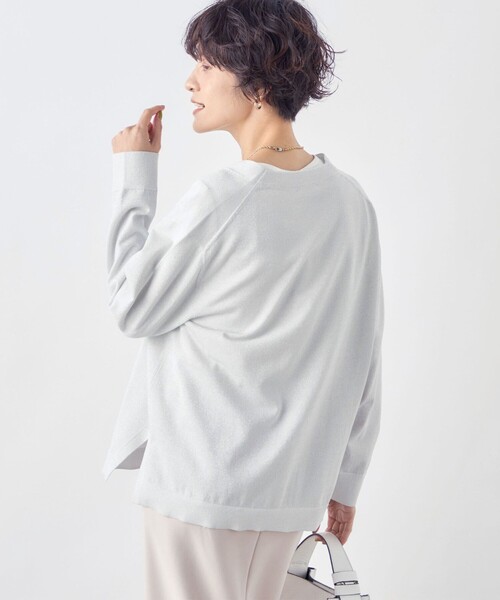NOLLEY’S(ノーリーズ)の「コットンVネックカーディガン(カーディガン/ボレロ・レディース・シルバー/ブラック/ライトブルー・38)」の18枚目の写真