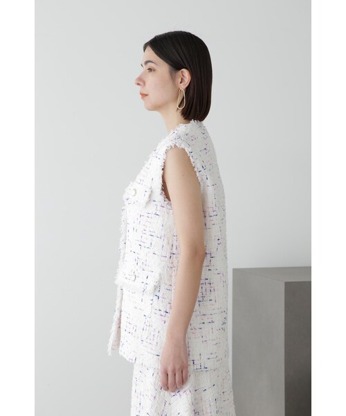 JILL STUART（ジルスチュアート）の「◆カラーツイードジレ（ベスト・レディース・ホワイト/ネイビー・SMALL/MEDIUM）」の5枚目の写真