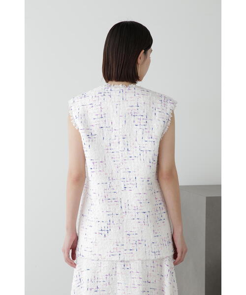 JILL STUART（ジルスチュアート）の「◆カラーツイードジレ（ベスト・レディース・ホワイト/ネイビー・SMALL/MEDIUM）」の6枚目の写真