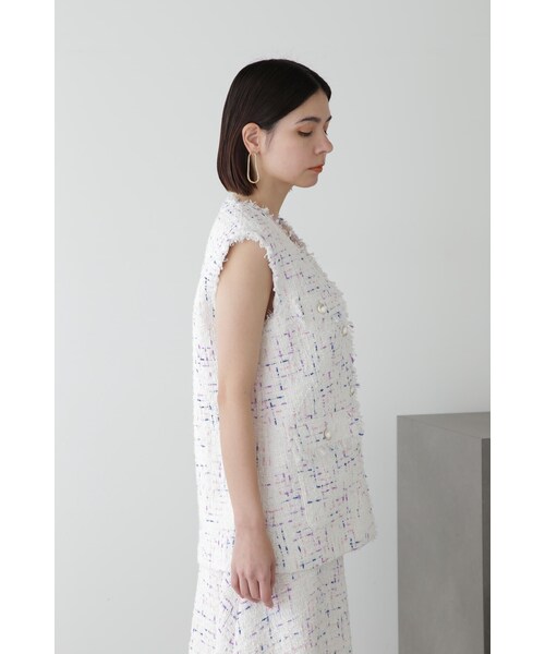 JILL STUART（ジルスチュアート）の「◆カラーツイードジレ（ベスト・レディース・ホワイト/ネイビー・SMALL/MEDIUM）」の7枚目の写真