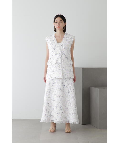 JILL STUART（ジルスチュアート）の「◆カラーツイードジレ（ベスト・レディース・ホワイト/ネイビー・SMALL/MEDIUM）」の9枚目の写真